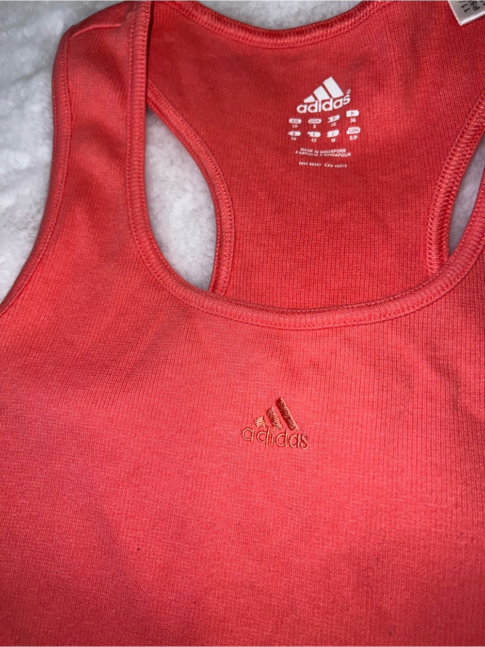 adidas Coral Racerback Tank Top with Embroidered Logo